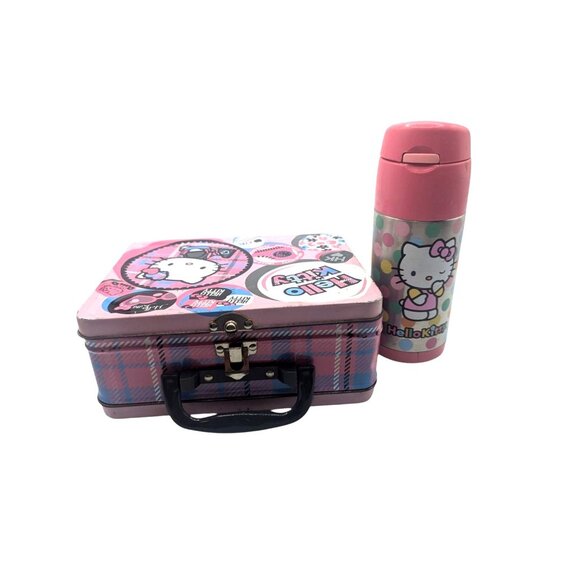 Hello Kitty Plaid Metal Lunchbox & Thermos Set Pink/Multicolor - Picture 3 of 12